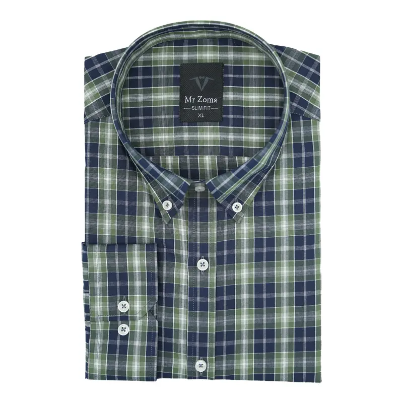 mens-long-sleeve-shirt-0166103-pic-01 پیراهن مردانه آستینبلند چهارخانه سبز مدل 66103