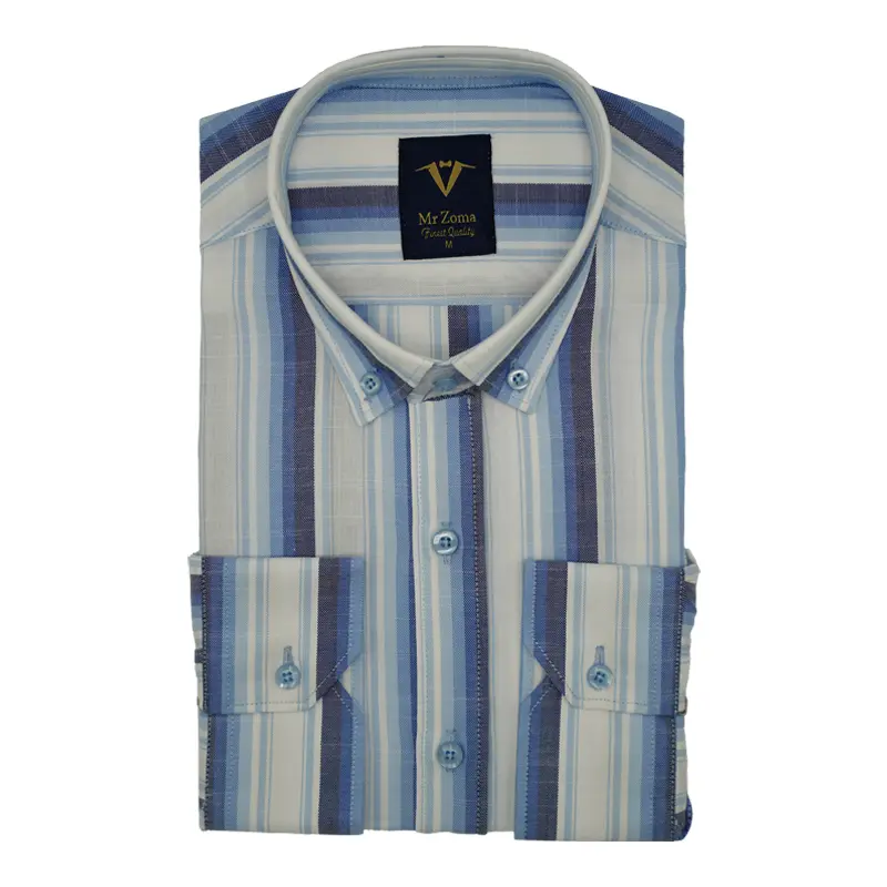 mens-long-sleeve-shirt-0168105-pic-01 پیراهن مردانه آستینبلند راه راه آبی مدل 68105